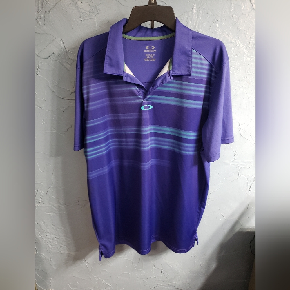 Oakley blue striped polo shirt XL